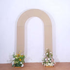 8ft Nude Spandex Fitted Open Arch Wedding Arch Cover, Double - Sided U - Shaped Backdrop Slipcover - Bell Racket Store