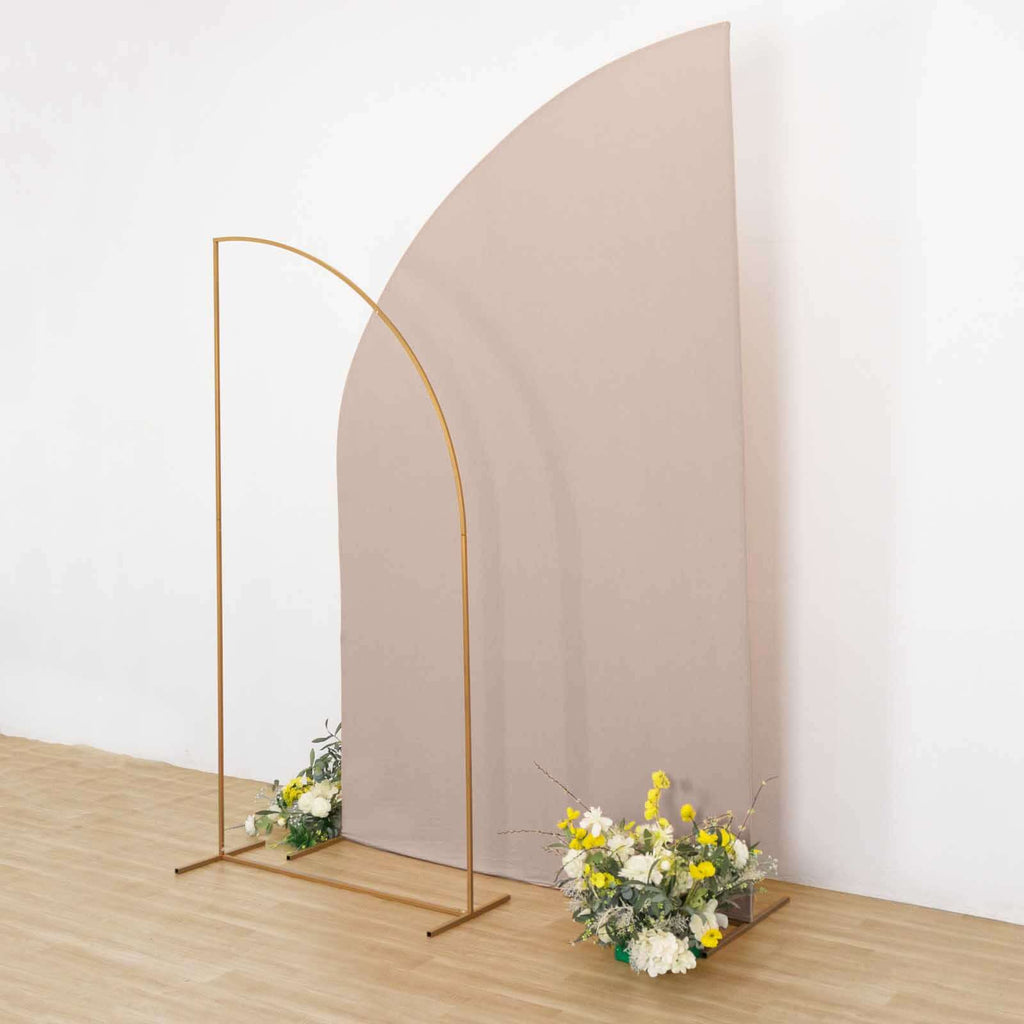 8ft Nude Spandex Fitted Wedding Arch Cover For Half Moon Top Chiara Backdrop Stand - Bell Racket Store