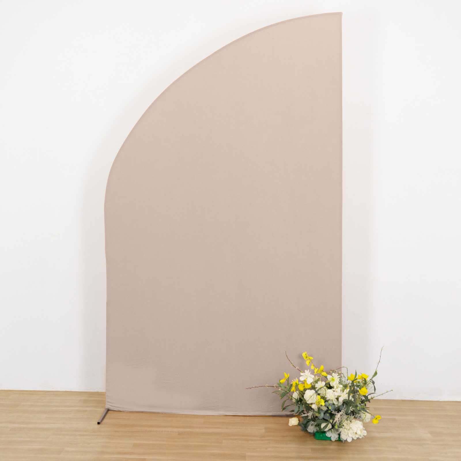 8ft Nude Spandex Fitted Wedding Arch Cover For Half Moon Top Chiara Backdrop Stand - Bell Racket Store