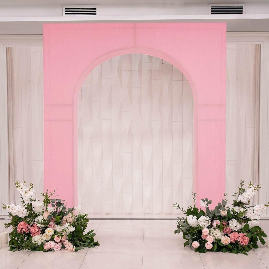 8ft Pink Spandex Backdrop Stand Cover for Arc de Triomphe Stand, Stretch Fitted Floral Balloon Frame Wedding Arch Cover - Bell Racket Store