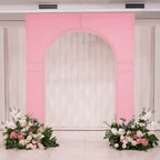 8ft Pink Spandex Backdrop Stand Cover for Arc de Triomphe Stand, Stretch Fitted Floral Balloon Frame Wedding Arch Cover - Bell Racket Store