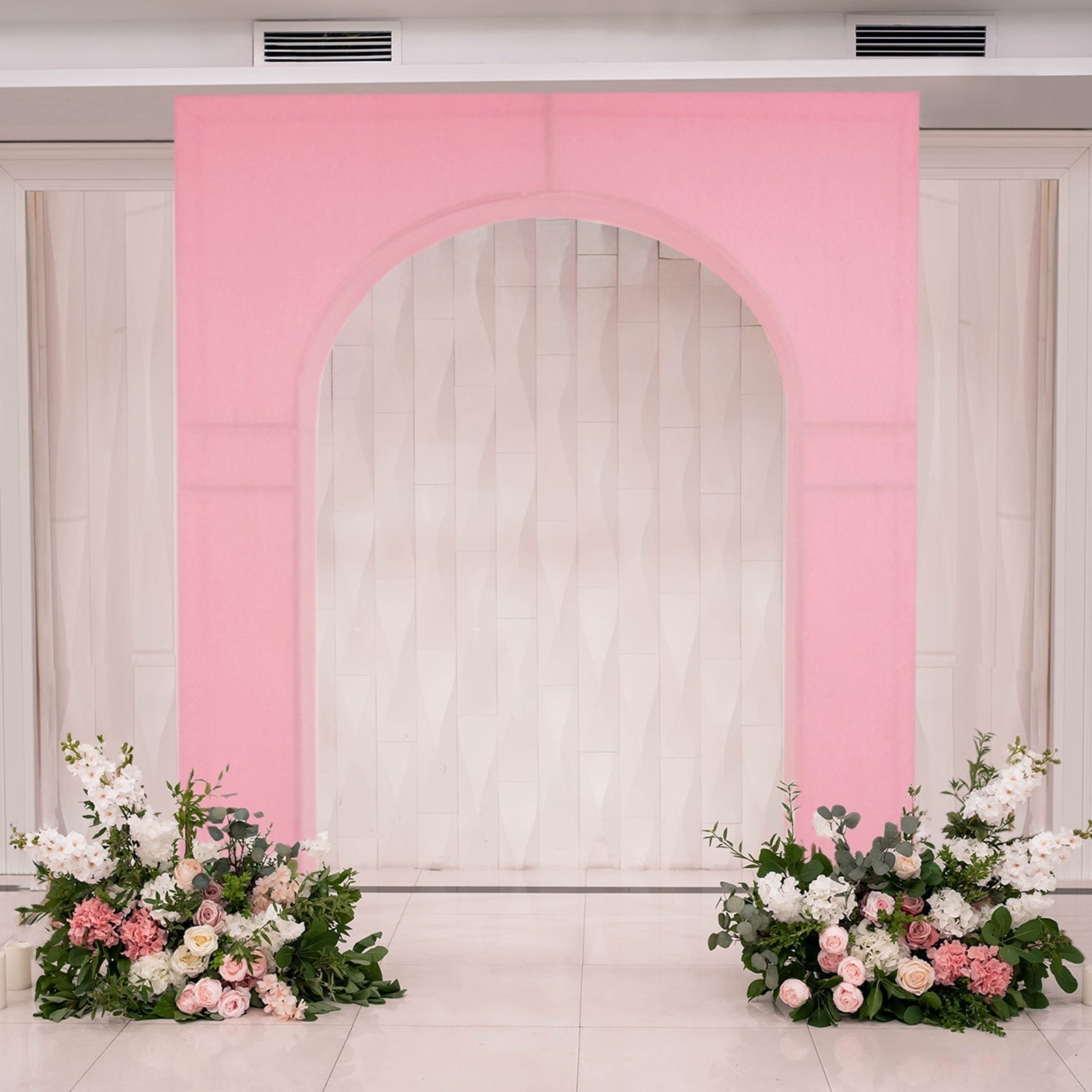 8ft Pink Spandex Backdrop Stand Cover for Arc de Triomphe Stand, Stretch Fitted Floral Balloon Frame Wedding Arch Cover - Bell Racket Store