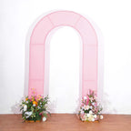 8ft Pink Spandex Fitted Open Arch Wedding Arch Cover, Double - Sided U - Shaped Backdrop Slipcover - Bell Racket Store