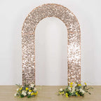 8ft Rose Gold Big Payette Sequin Open Arch Wedding Arch Cover, Sparkly U - Shaped Fitted Backdrop Slipcover - Bell Racket Store