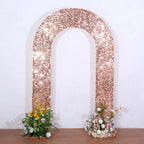 8ft Rose Gold Double Sided Big Payette Sequin Open Arch Wedding Arch Cover, U - Shaped Fitted Wedding Backdrop Slipcover - Bell Racket Store