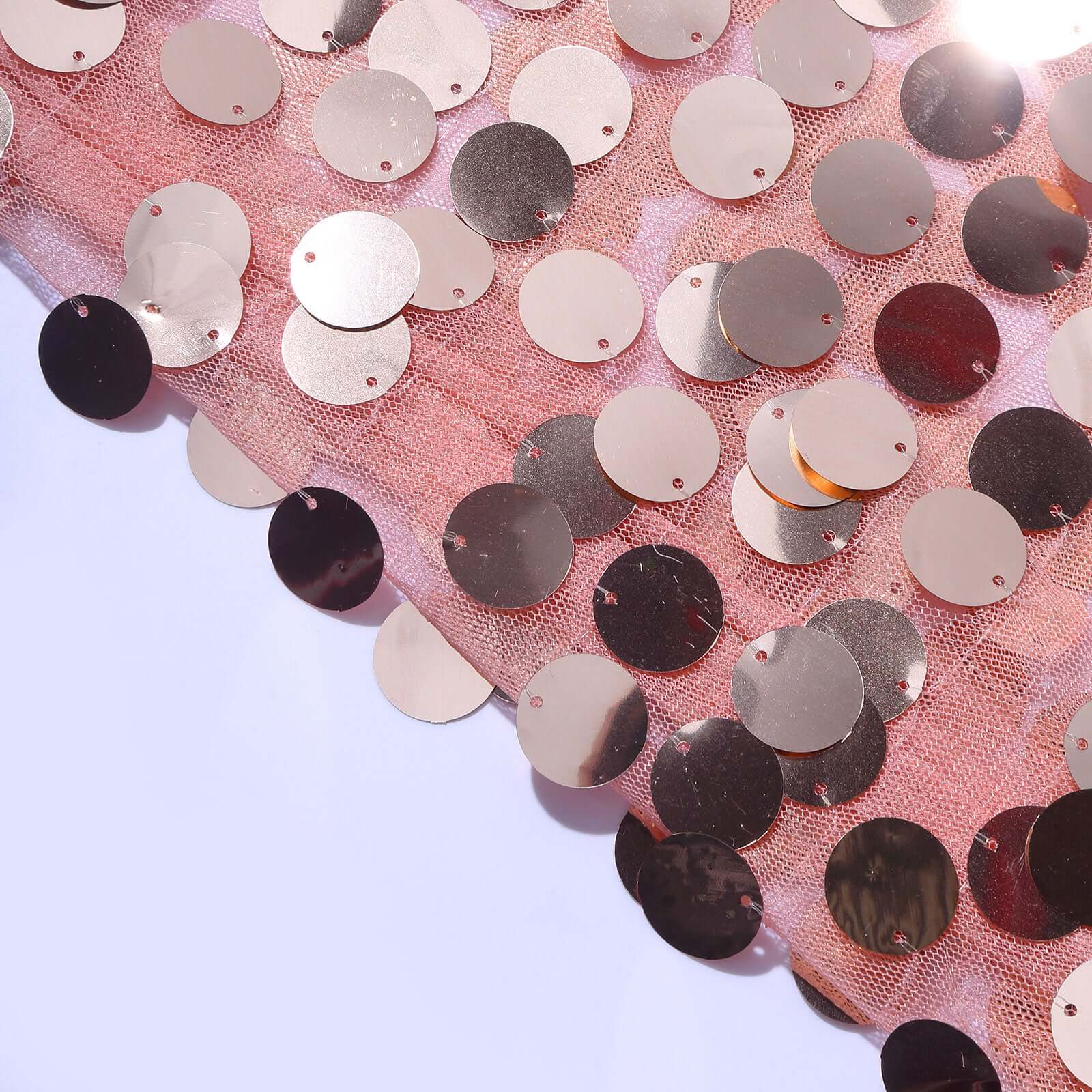 8ft Rose Gold Double Sided Big Payette Sequin Open Arch Wedding Arch Cover, U - Shaped Fitted Wedding Backdrop Slipcover - Bell Racket Store