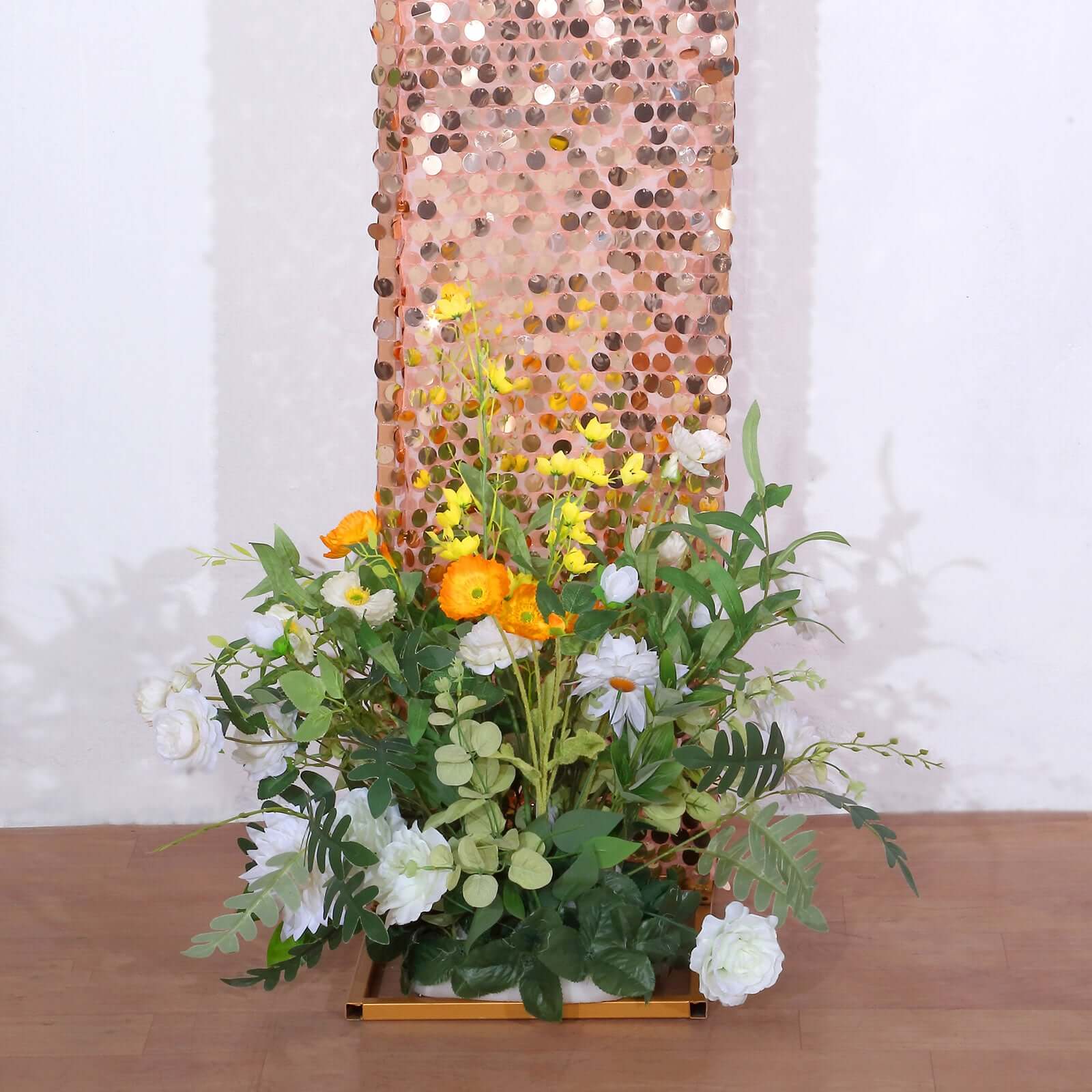 8ft Rose Gold Double Sided Big Payette Sequin Open Arch Wedding Arch Cover, U - Shaped Fitted Wedding Backdrop Slipcover - Bell Racket Store