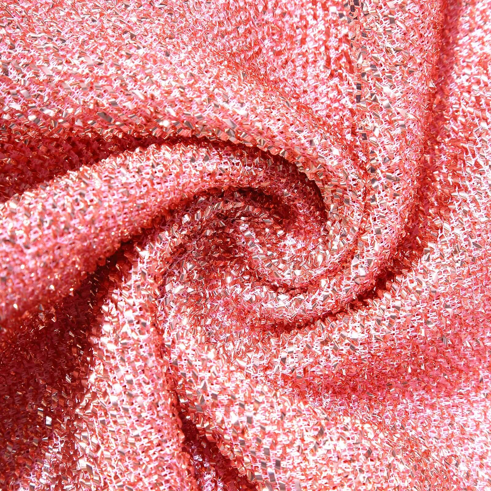 8ft Rose Gold Spandex Fitted U - Shaped Wedding Arch Cover With Shimmer Tinsel Finish, Double - Sided Open Arch Backdrop Slipcover - Bell Racket Store