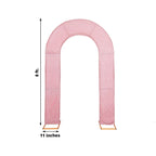 8ft Rose Gold Spandex Fitted U - Shaped Wedding Arch Cover With Shimmer Tinsel Finish, Double - Sided Open Arch Backdrop Slipcover - Bell Racket Store