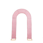 8ft Rose Gold Spandex Fitted U - Shaped Wedding Arch Cover With Shimmer Tinsel Finish, Double - Sided Open Arch Backdrop Slipcover - Bell Racket Store