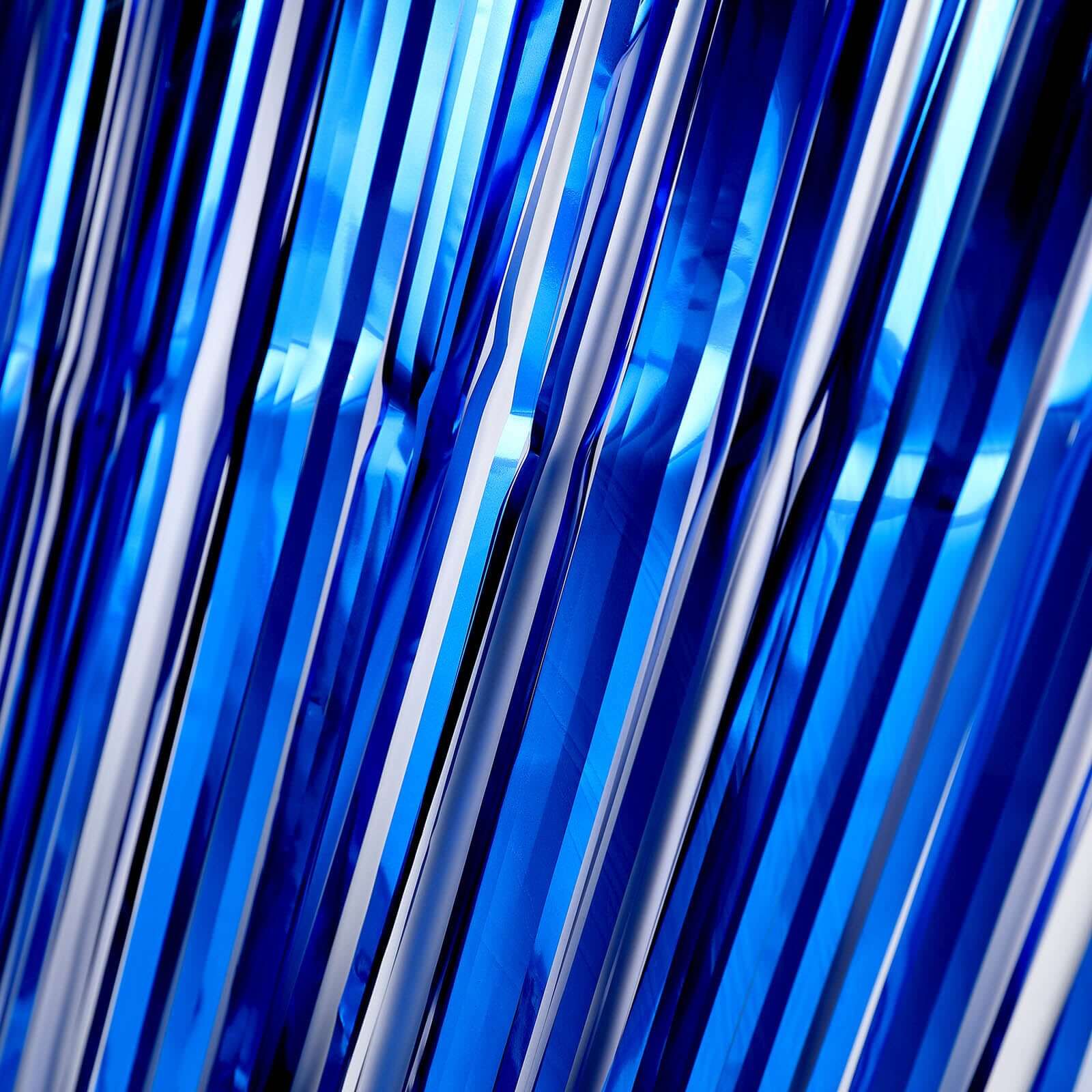 8ft Royal Blue Metallic Tinsel Foil Fringe Doorway Curtain Party Backdrop - Bell Racket Store