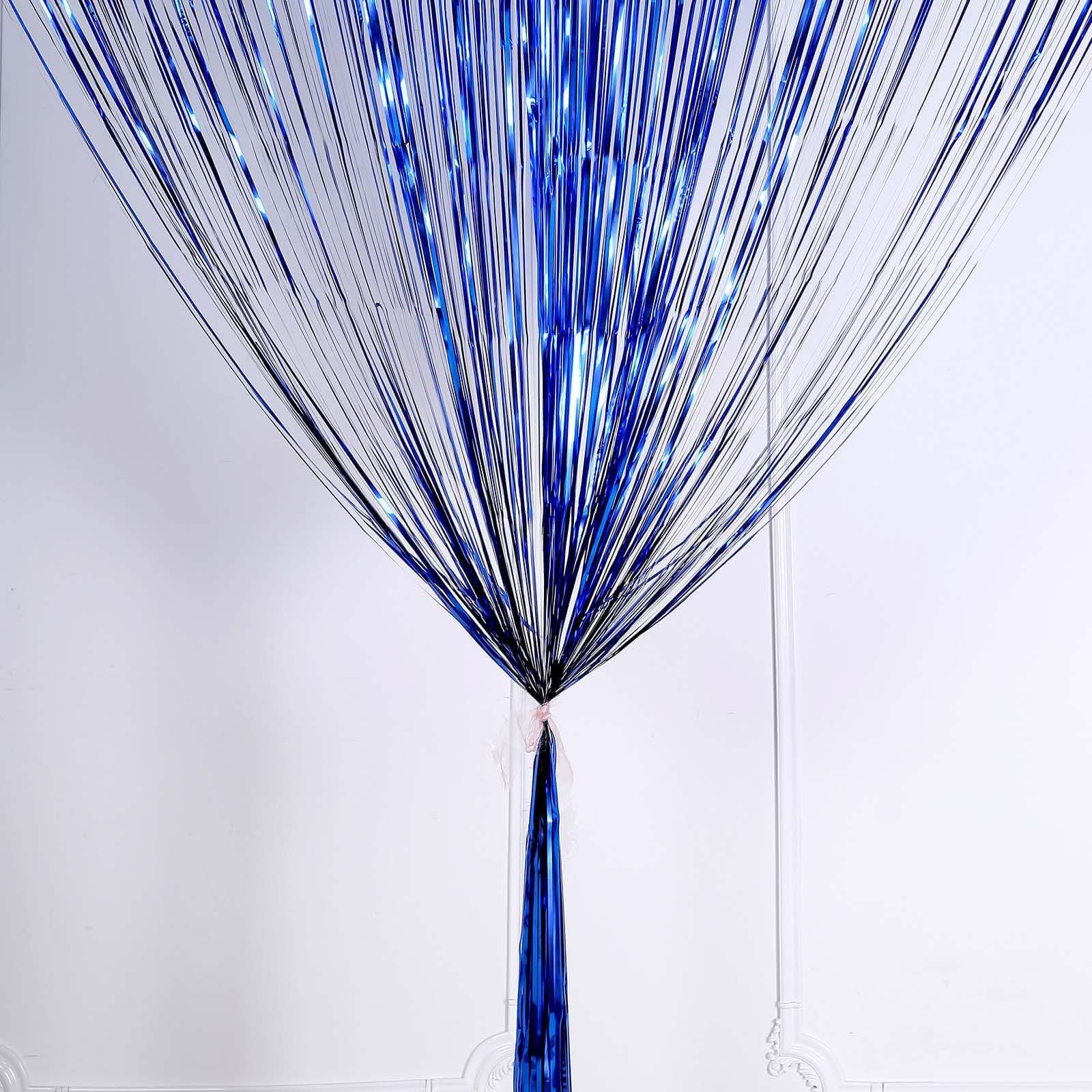 8ft Royal Blue Metallic Tinsel Foil Fringe Doorway Curtain Party Backdrop - Bell Racket Store