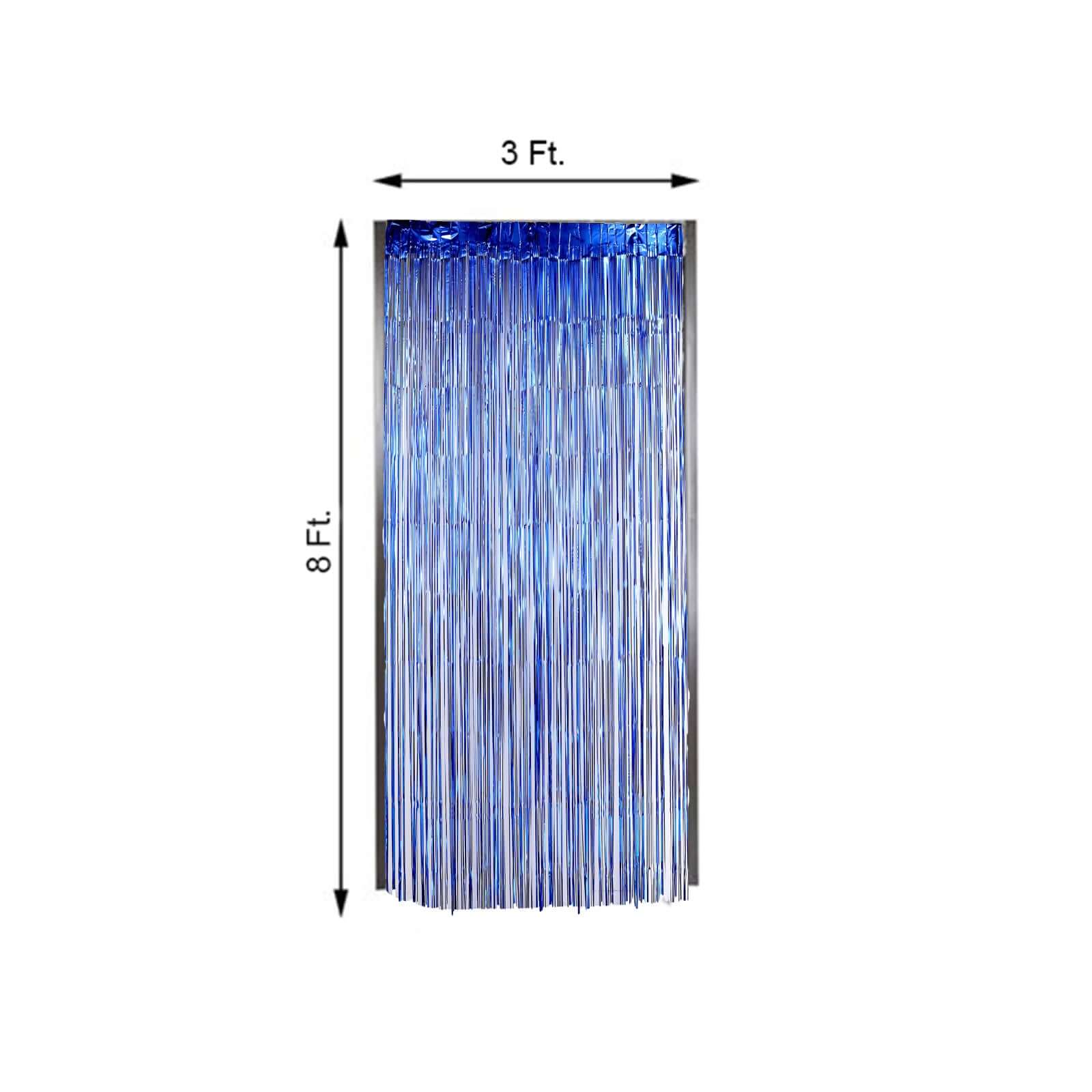 8ft Royal Blue Metallic Tinsel Foil Fringe Doorway Curtain Party Backdrop - Bell Racket Store
