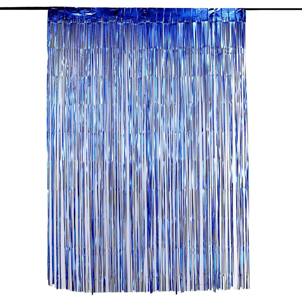 8ft Royal Blue Metallic Tinsel Foil Fringe Doorway Curtain Party Backdrop - Bell Racket Store