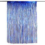 8ft Royal Blue Metallic Tinsel Foil Fringe Doorway Curtain Party Backdrop - Bell Racket Store