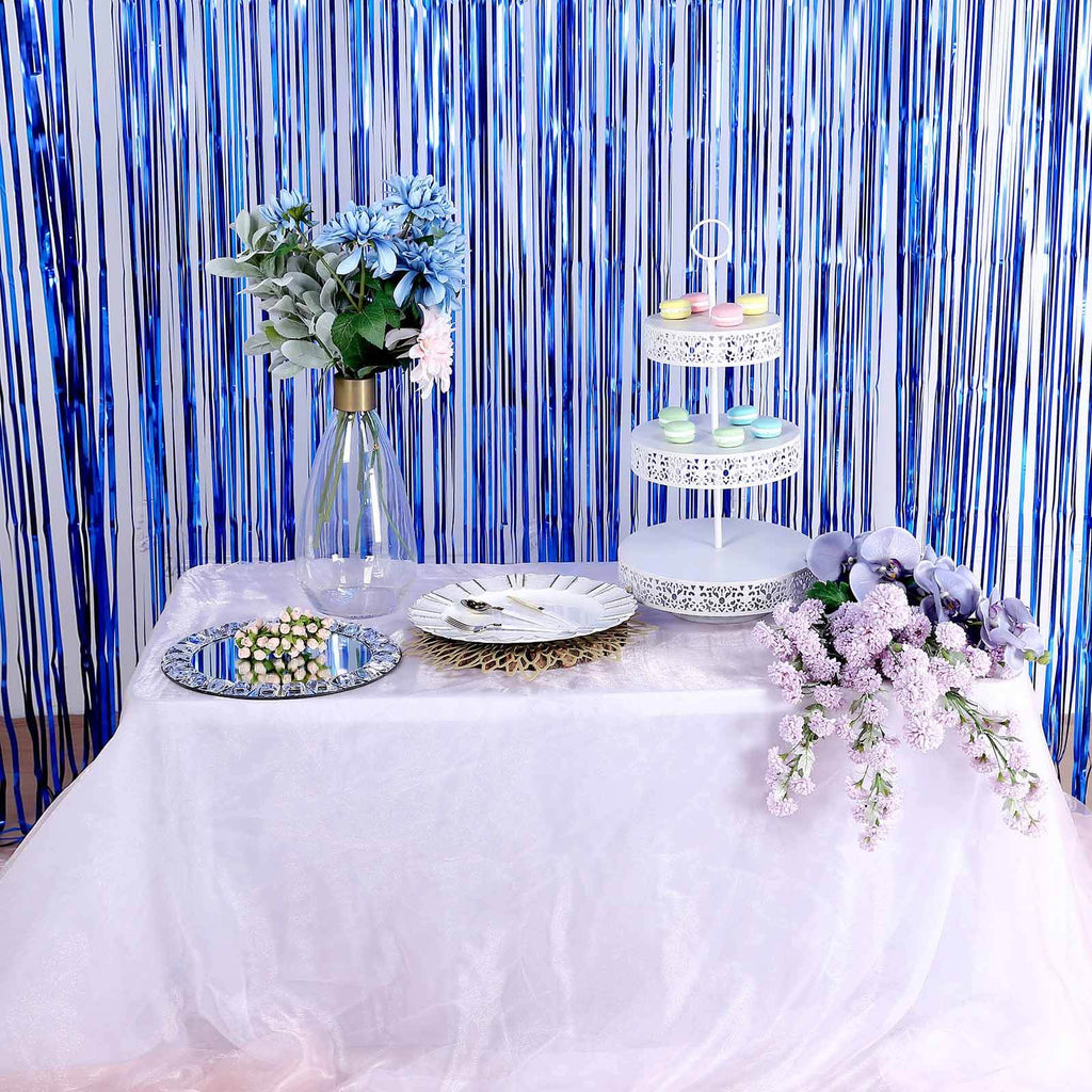 8ft Royal Blue Metallic Tinsel Foil Fringe Doorway Curtain Party Backdrop - Bell Racket Store