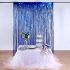 8ft Royal Blue Metallic Tinsel Foil Fringe Doorway Curtain Party Backdrop - Bell Racket Store