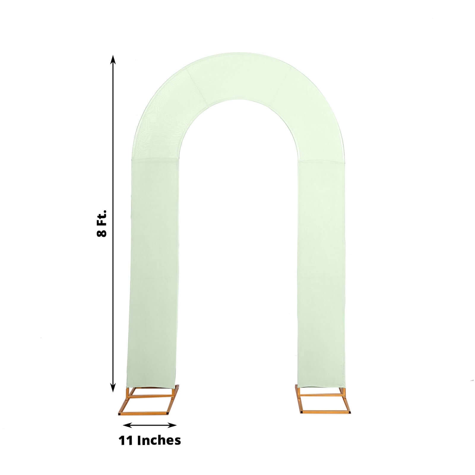 8ft Sage Green Spandex Fitted Open Arch Wedding Arch Cover, Double - Sided U - Shaped Backdrop Slipcover - Bell Racket Store