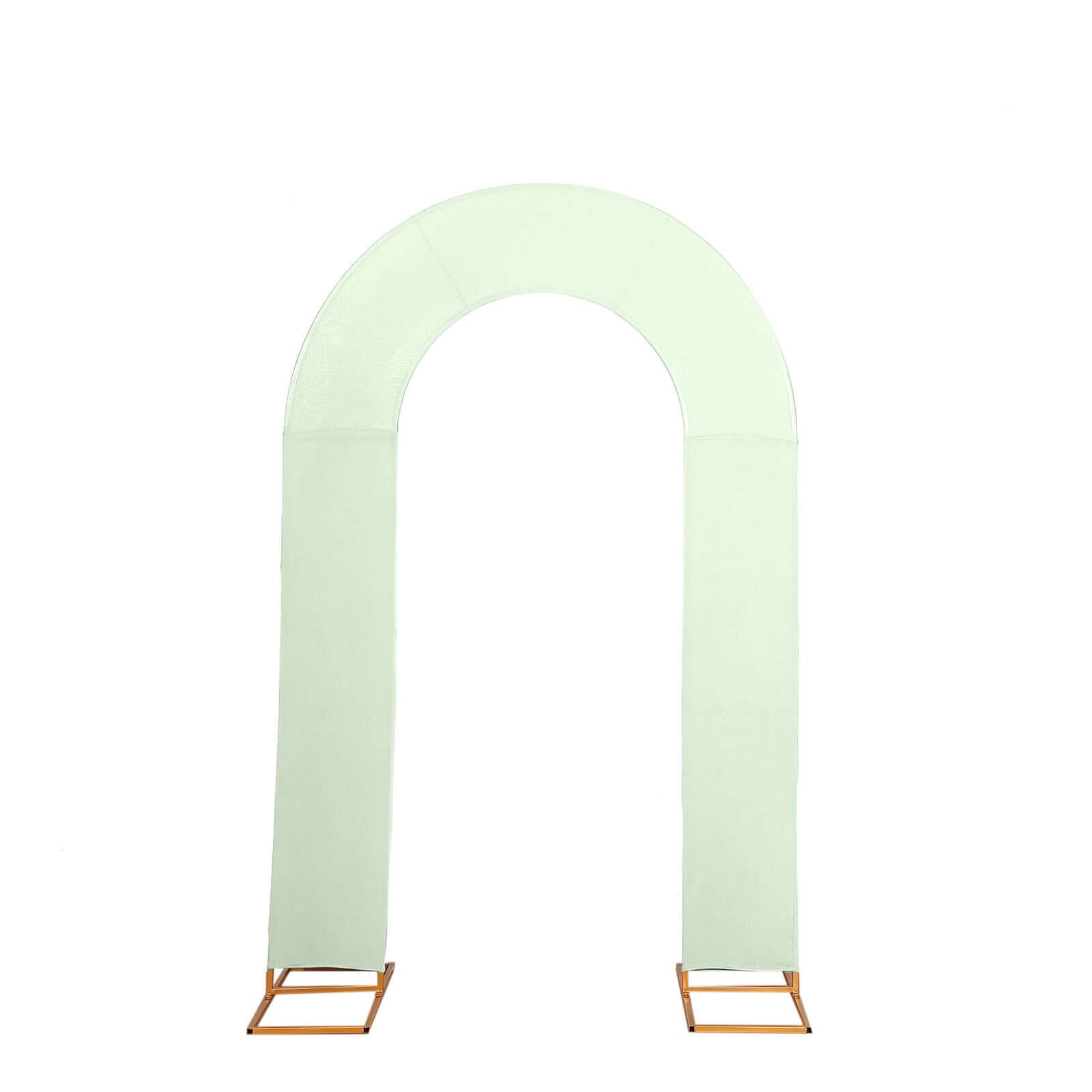 8ft Sage Green Spandex Fitted Open Arch Wedding Arch Cover, Double - Sided U - Shaped Backdrop Slipcover - Bell Racket Store
