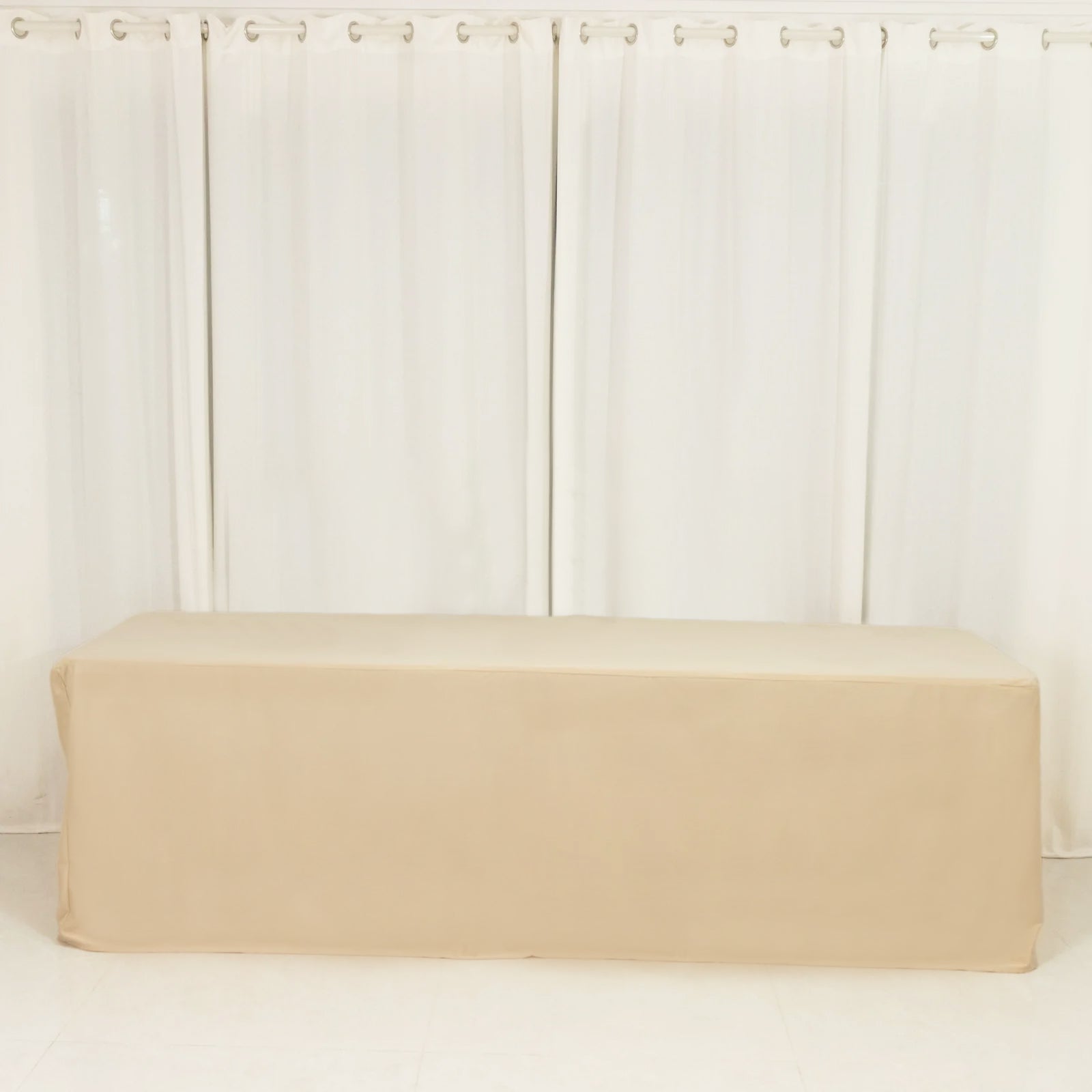 8ft Scuba Rectangular Fitted Tablecloth Beige â€“ Wrinkle - Free, Stain Resistant - Bell Racket Store