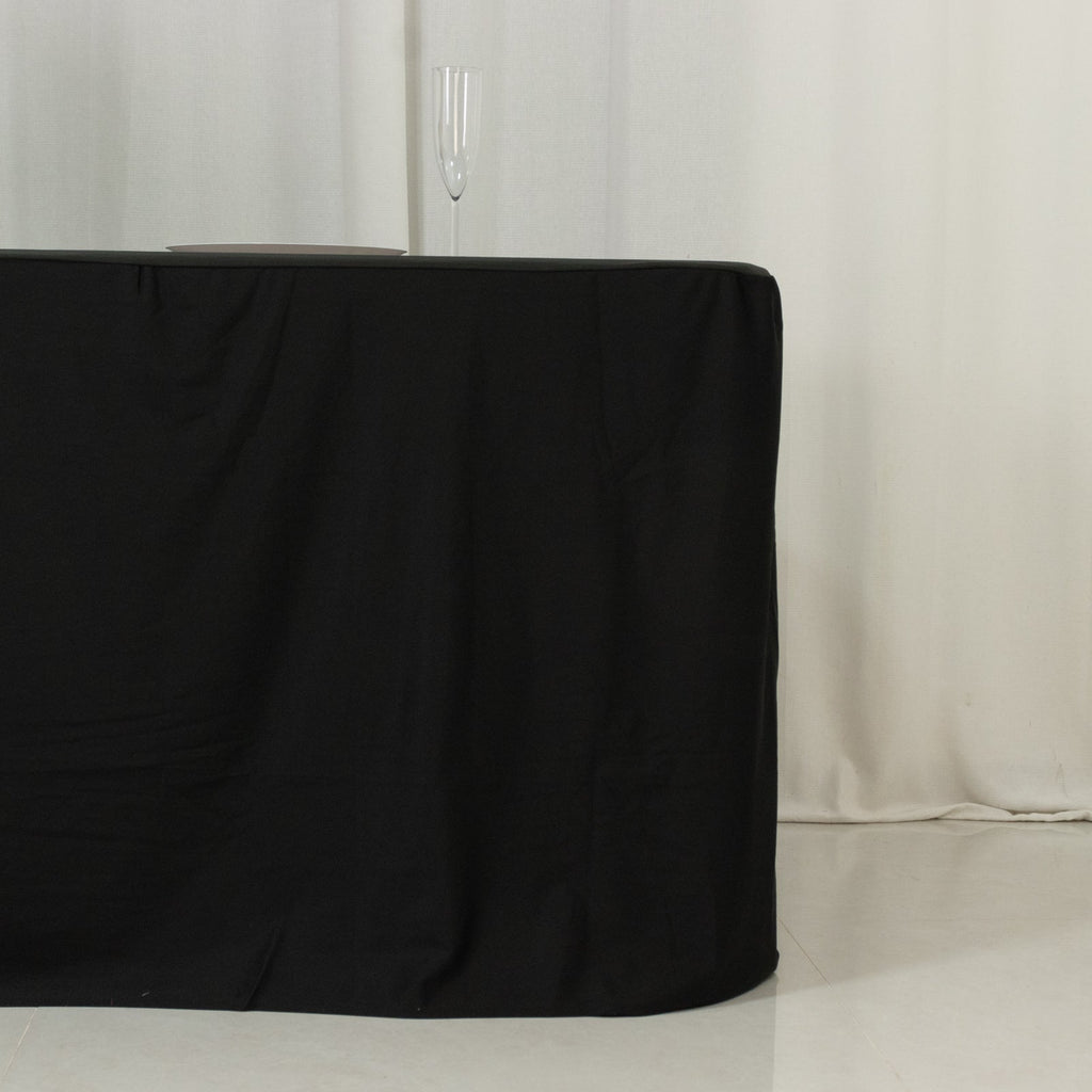 8ft Scuba Rectangular Fitted Tablecloth Black â€“ Wrinkle - Free, Stain Resistant - Bell Racket Store