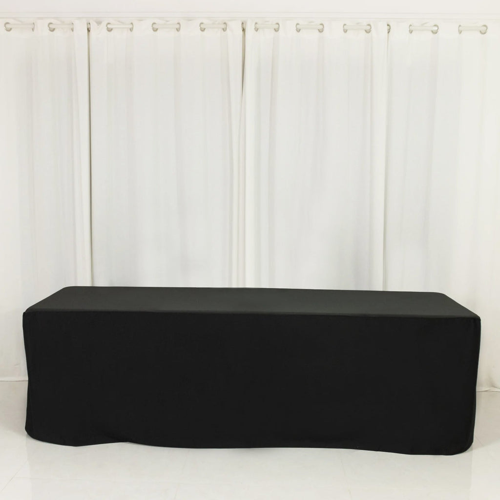 8ft Scuba Rectangular Fitted Tablecloth Black â€“ Wrinkle - Free, Stain Resistant - Bell Racket Store