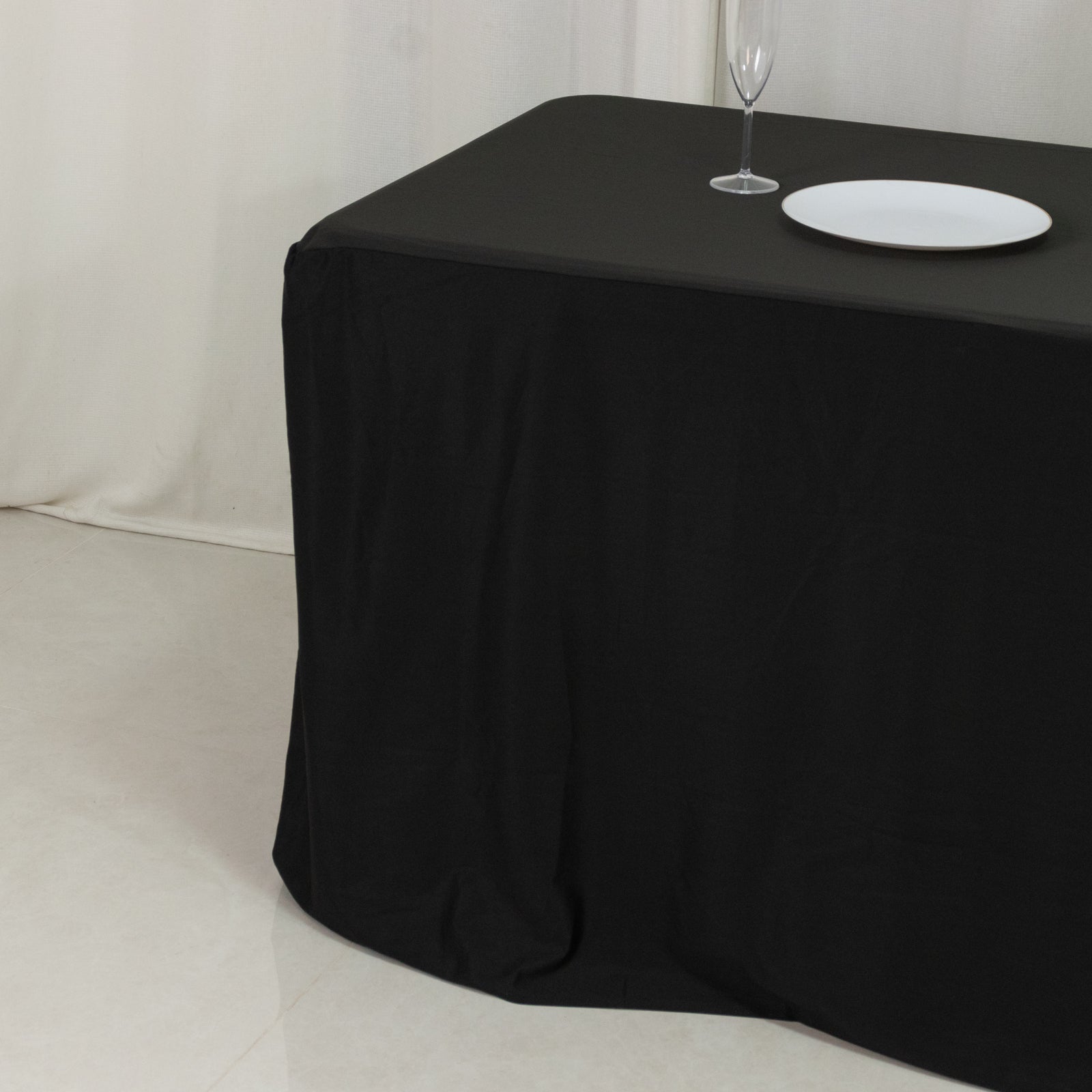 8ft Scuba Rectangular Fitted Tablecloth Black â€“ Wrinkle - Free, Stain Resistant - Bell Racket Store