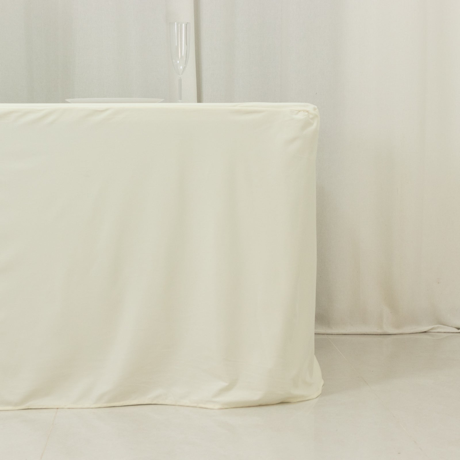 8ft Scuba Rectangular Fitted Tablecloth Ivory â€“ Wrinkle - Free, Stain Resistant - Bell Racket Store