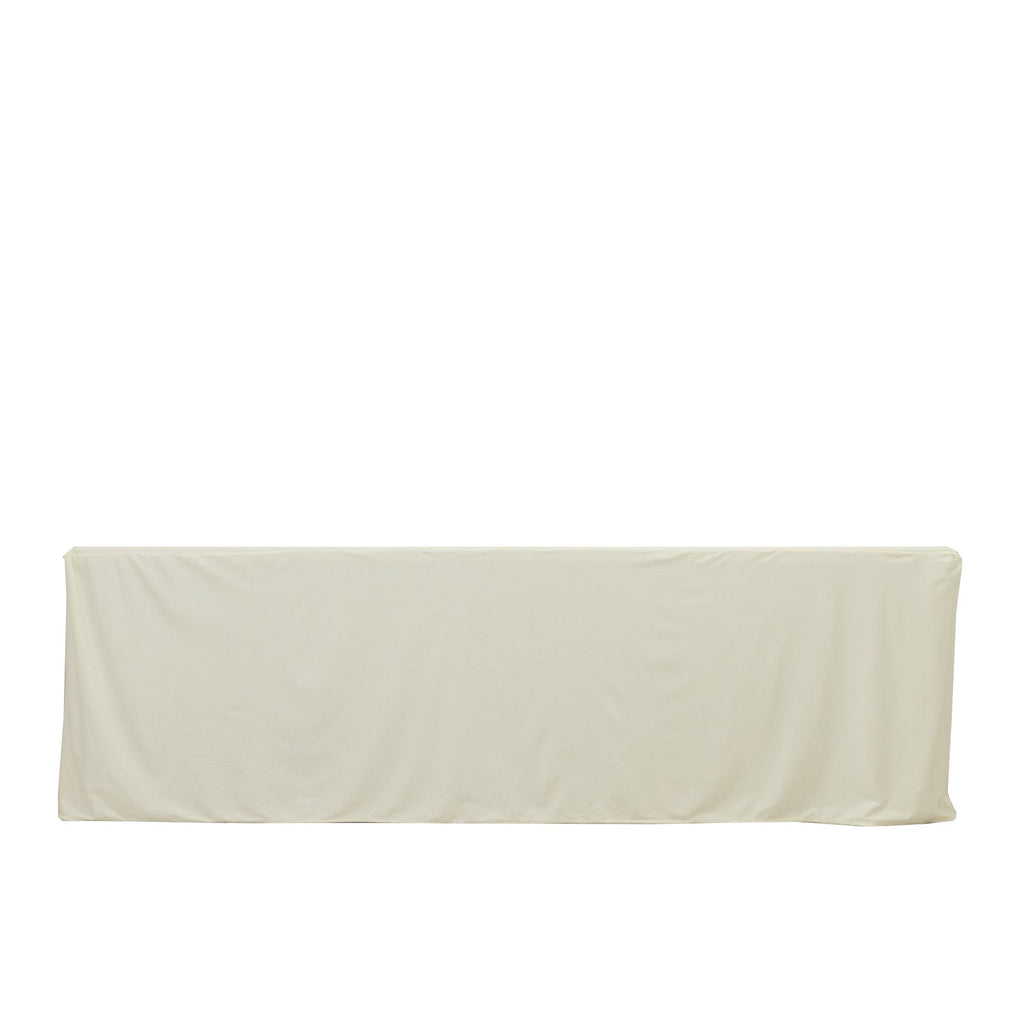 8ft Scuba Rectangular Fitted Tablecloth Ivory â€“ Wrinkle - Free, Stain Resistant - Bell Racket Store