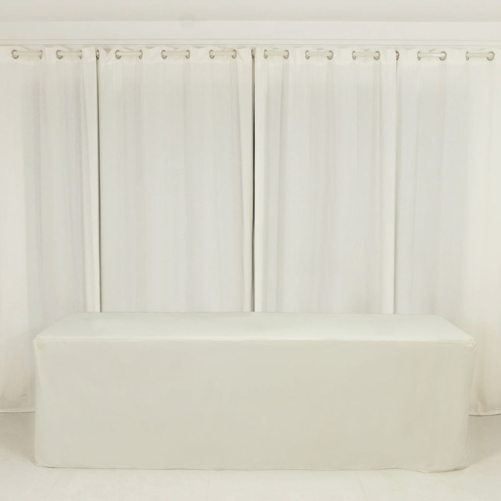 8ft Scuba Rectangular Fitted Tablecloth Ivory â€“ Wrinkle - Free, Stain Resistant - Bell Racket Store