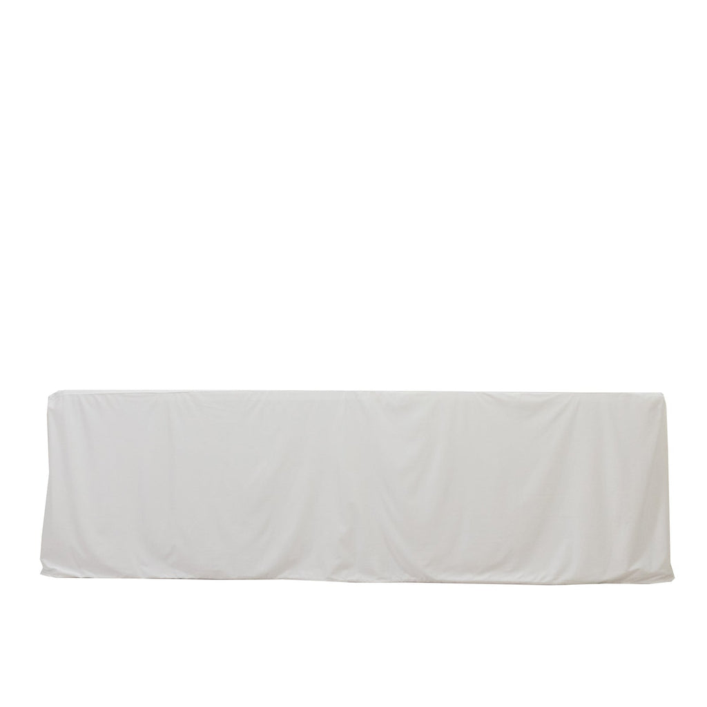 8ft Scuba Rectangular Fitted Tablecloth White â€“ Wrinkle - Free, Stain Resistant - Bell Racket Store