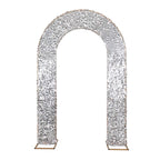 8ft Silver Big Payette Sequin Open Arch Wedding Arch Cover, Sparkly U - Shaped Fitted Backdrop Slipcover - Bell Racket Store