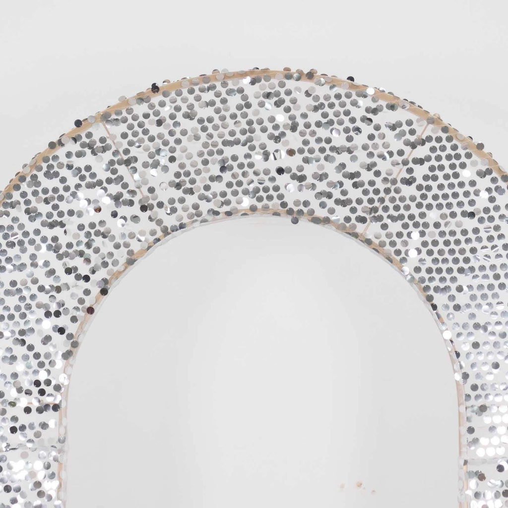 8ft Silver Big Payette Sequin Open Arch Wedding Arch Cover, Sparkly U - Shaped Fitted Backdrop Slipcover - Bell Racket Store