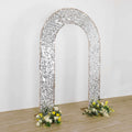 8ft Silver Big Payette Sequin Open Arch Wedding Arch Cover, Sparkly U - Shaped Fitted Backdrop Slipcover - Bell Racket Store