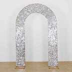 8ft Silver Big Payette Sequin Open Arch Wedding Arch Cover, Sparkly U - Shaped Fitted Backdrop Slipcover - Bell Racket Store