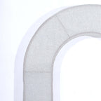 8ft Silver Spandex Fitted U - Shaped Wedding Arch Cover With Shimmer Tinsel Finish, Double - Sided Open Arch Backdrop Slipcover - Bell Racket Store