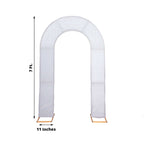 8ft Silver Spandex Fitted U - Shaped Wedding Arch Cover With Shimmer Tinsel Finish, Double - Sided Open Arch Backdrop Slipcover - Bell Racket Store