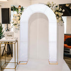 8ft Silver Spandex Fitted U - Shaped Wedding Arch Cover With Shimmer Tinsel Finish, Double - Sided Open Arch Backdrop Slipcover - Bell Racket Store