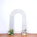8ft Silver Spandex Fitted U - Shaped Wedding Arch Cover With Shimmer Tinsel Finish, Double - Sided Open Arch Backdrop Slipcover - Bell Racket Store