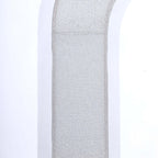 8ft Silver Spandex Fitted U - Shaped Wedding Arch Cover With Shimmer Tinsel Finish, Double - Sided Open Arch Backdrop Slipcover - Bell Racket Store