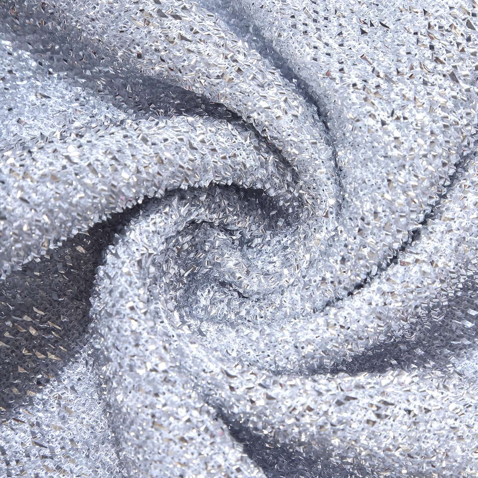 8ft Silver Spandex Fitted U - Shaped Wedding Arch Cover With Shimmer Tinsel Finish, Double - Sided Open Arch Backdrop Slipcover - Bell Racket Store