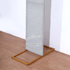 8ft Silver Spandex Fitted U - Shaped Wedding Arch Cover With Shimmer Tinsel Finish, Double - Sided Open Arch Backdrop Slipcover - Bell Racket Store