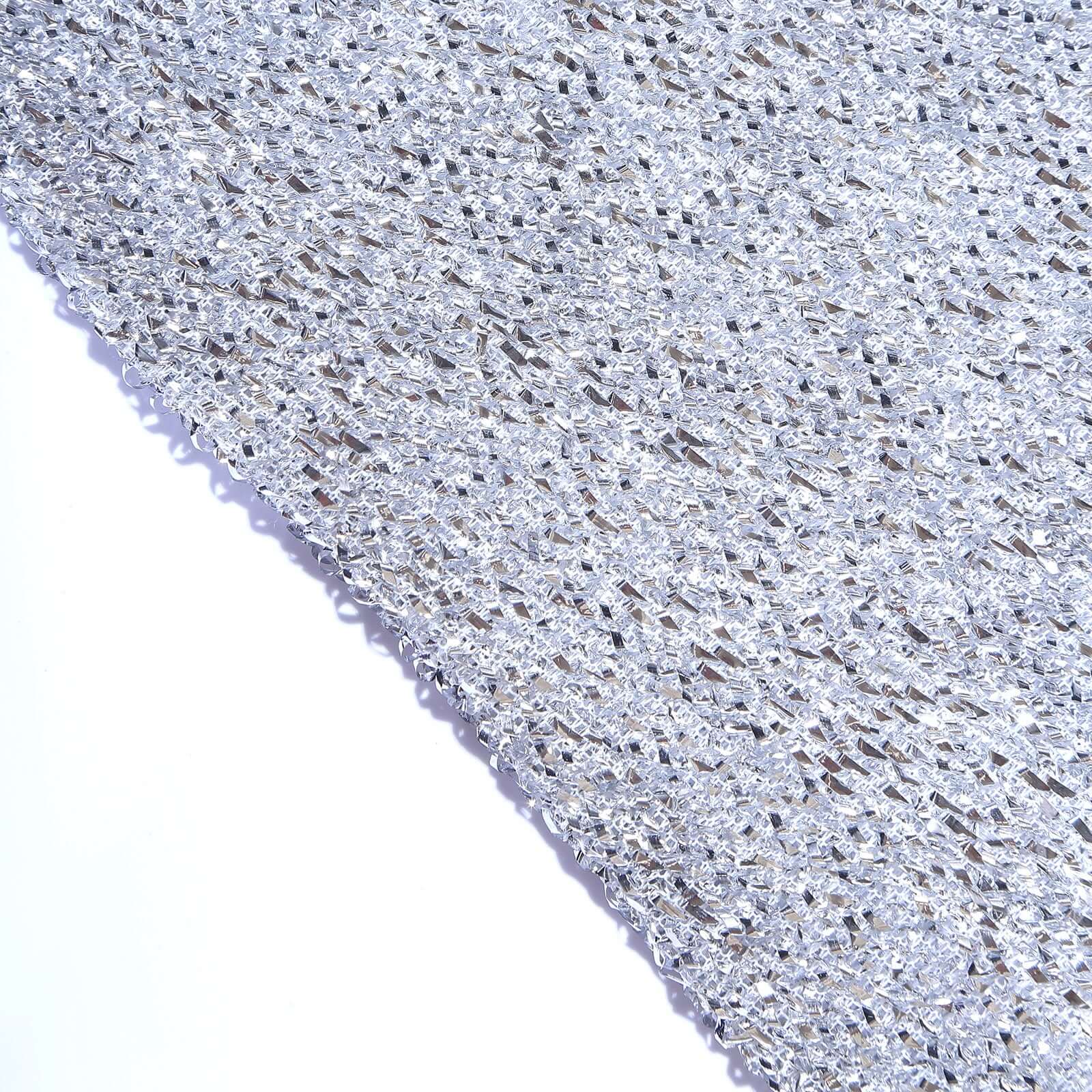 8ft Silver Spandex Fitted U - Shaped Wedding Arch Cover With Shimmer Tinsel Finish, Double - Sided Open Arch Backdrop Slipcover - Bell Racket Store