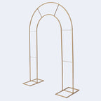 8ft Tall Gold Metal Round Top Double Arch Wedding Arbor Ceremony Stand, Flower Balloon Frame Backdrop Stand - Bell Racket Store