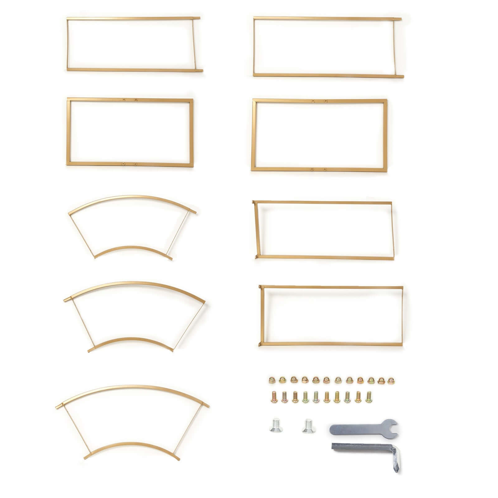 8ft Tall Gold Metal Round Top Double Arch Wedding Arbor Ceremony Stand, Flower Balloon Frame Backdrop Stand - Bell Racket Store