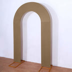 8ft Taupe Spandex Fitted Open Arch Wedding Arch Cover, Double - Sided U - Shaped Backdrop Slipcover - Bell Racket Store