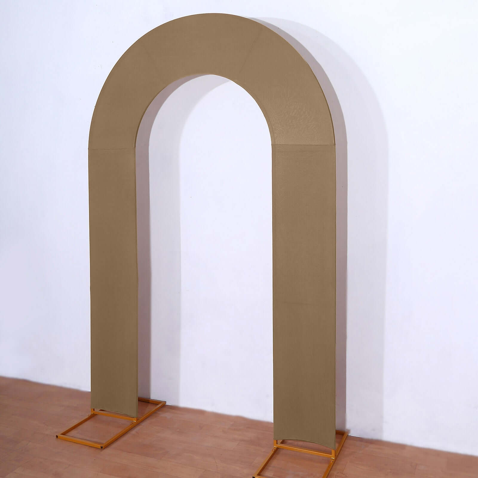 8ft Taupe Spandex Fitted Open Arch Wedding Arch Cover, Double - Sided U - Shaped Backdrop Slipcover - Bell Racket Store
