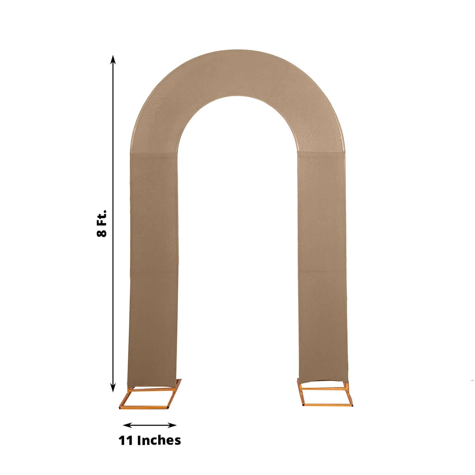 8ft Taupe Spandex Fitted Open Arch Wedding Arch Cover, Double - Sided U - Shaped Backdrop Slipcover - Bell Racket Store