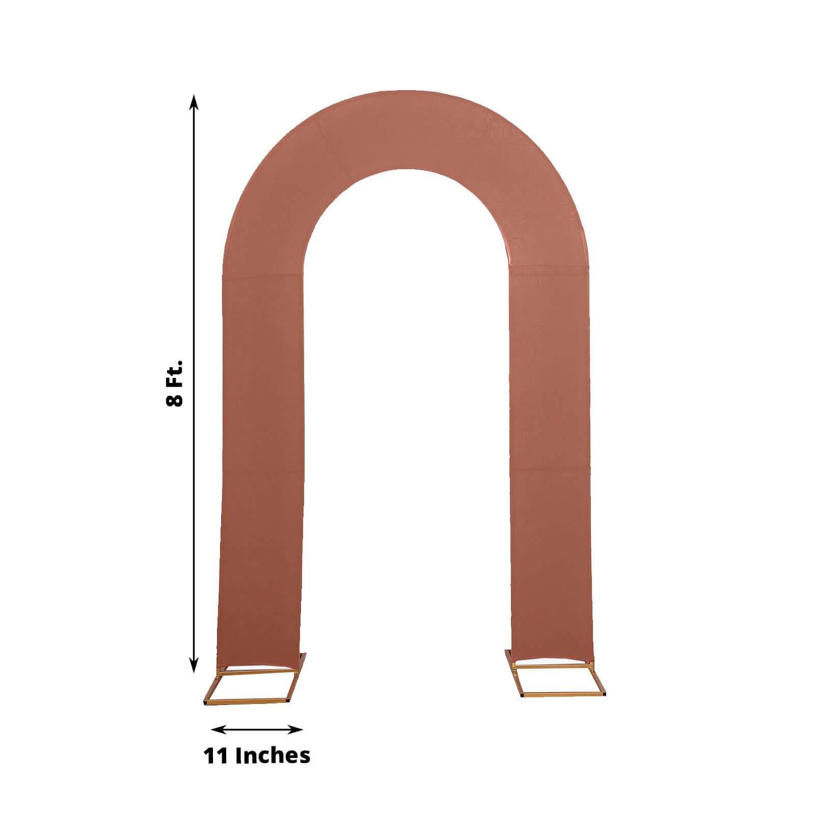 8ft Terracotta (Rust) Spandex Fitted Open Arch Wedding Arch Cover, Double - Sided U - Shaped Backdrop Slipcover - Bell Racket Store