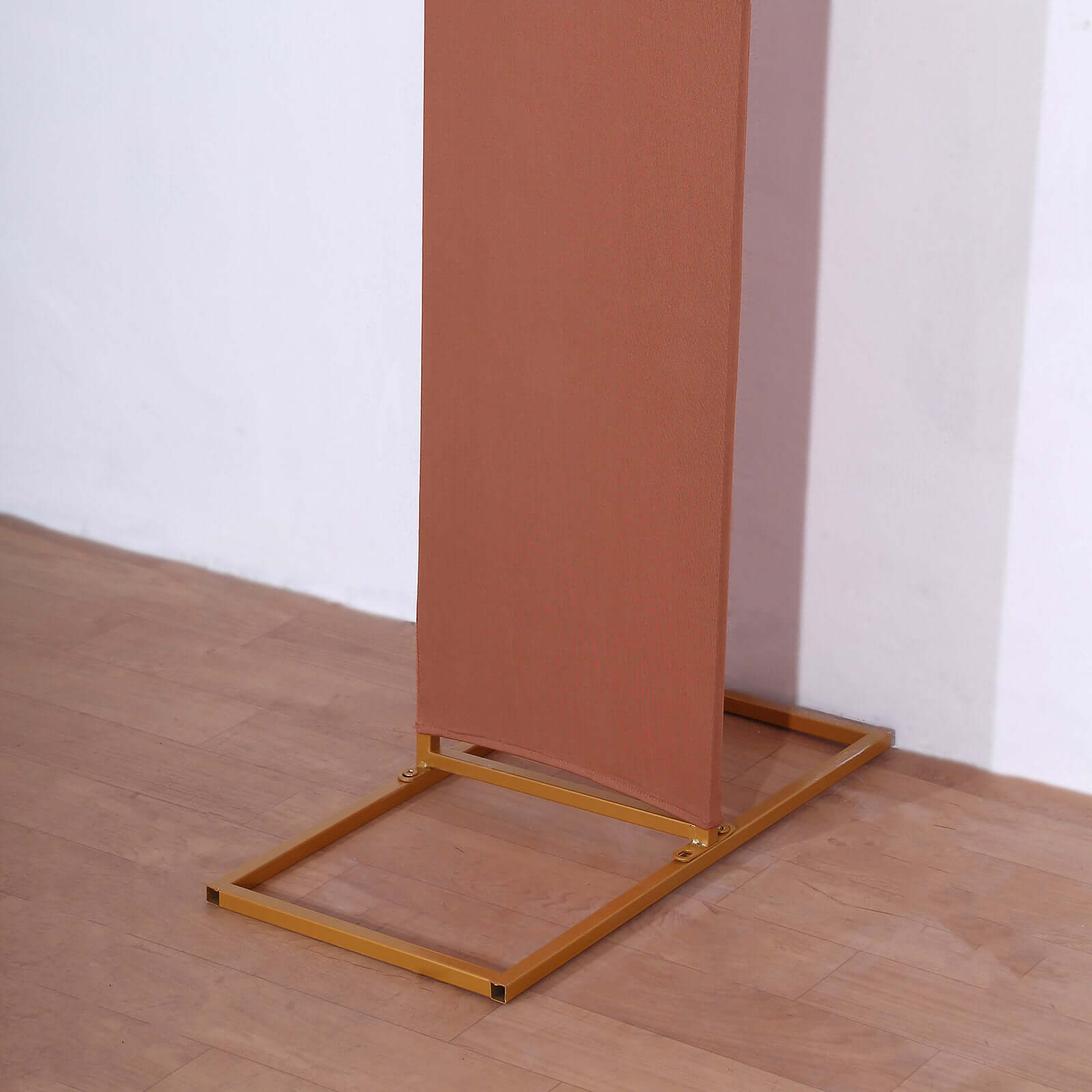 8ft Terracotta (Rust) Spandex Fitted Open Arch Wedding Arch Cover, Double - Sided U - Shaped Backdrop Slipcover - Bell Racket Store